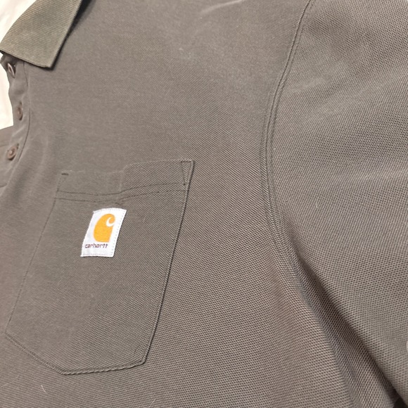 Carhartt XL Mens Polo Shirt‎ Workwear Pocket Relaxed Fit Olive Green - Picture 10 of 11